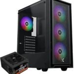 XIGMATE.K Sky II Mid‑Tower Computer Case + 600W 80+ White Power Supply + 4 Built-in RGB Fans – Modern Gaming Design & Professional Assemblies