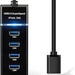 Zonic Z1106 HUB USB 3.0 (4 Ports Super Speed 5Gbps) High Quality for Computer PC - laptop 30cm - Black