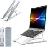 Adjustable laptop stand, portable aluminium laptop riser laptop holder for desk, foldable ventilated cooling computer support stand for apple macbook pro/air, hp, sony, dell, more 10-15.6''