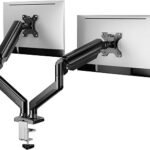 TECHZONE Adjustable Full-Motion Monitor Arm – Desk Mount for 17″–30″ Screens with Swivel, Tilt & Height Adjustment (Dual Mount)