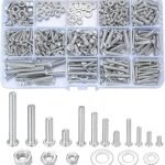 Nuts and Bolts Assortment Kit, M3, M4, M5 Carbon Steel Screws, Bolts, Nuts, Washers, with Storage Case